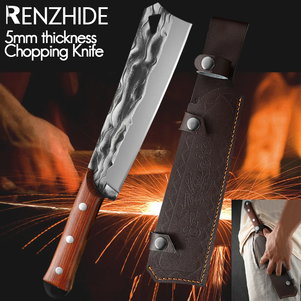 RZD Forged Steel Cleaver Chopping Firewood Knife Sheath Cover Serbian Chef Butcher Bone Branch Cutter Camping Travel Garden Use 
RZD Forged Steel Cleaver Chopping Firewood Knife Sheath Cover Serbian Chef Butcher Bone Branch Cutter Camping Travel Garden Use