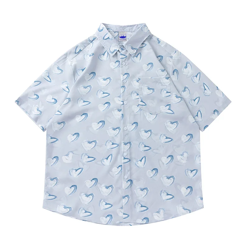 2022 Summer Men Hip Hop Heart Printed Shirts Oversized Loose Button Up Blouse Short Sleeves Size M-XL
2022 Summer Men Hip Hop Heart Printed Shirts Oversized Loose Button Up Blouse Short Sleeves Size M-XL