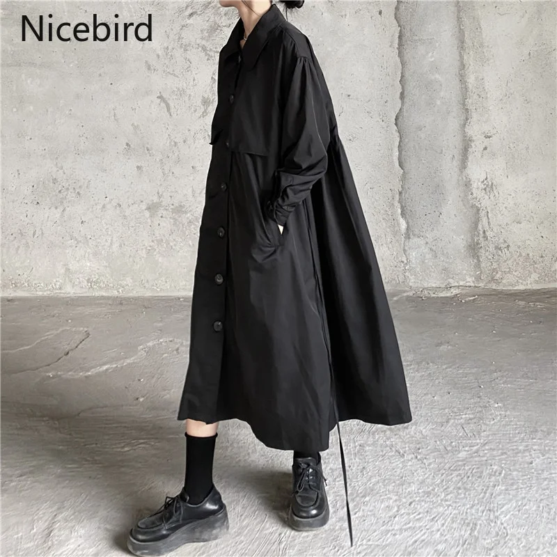 Женский плащ со шнуровкой Nicebird, длинное платье-рубашка с отложным воротником, бандаж на спине, длинная верхняя одежда, осенняя Темно-Черная ветровка средней длины
Женский плащ со шнуровкой Nicebird, длинное платье-рубашка с отложным воротником, бандаж на спине, длинная верхняя одежда, осенняя Темно-Черная ветровка средней длины