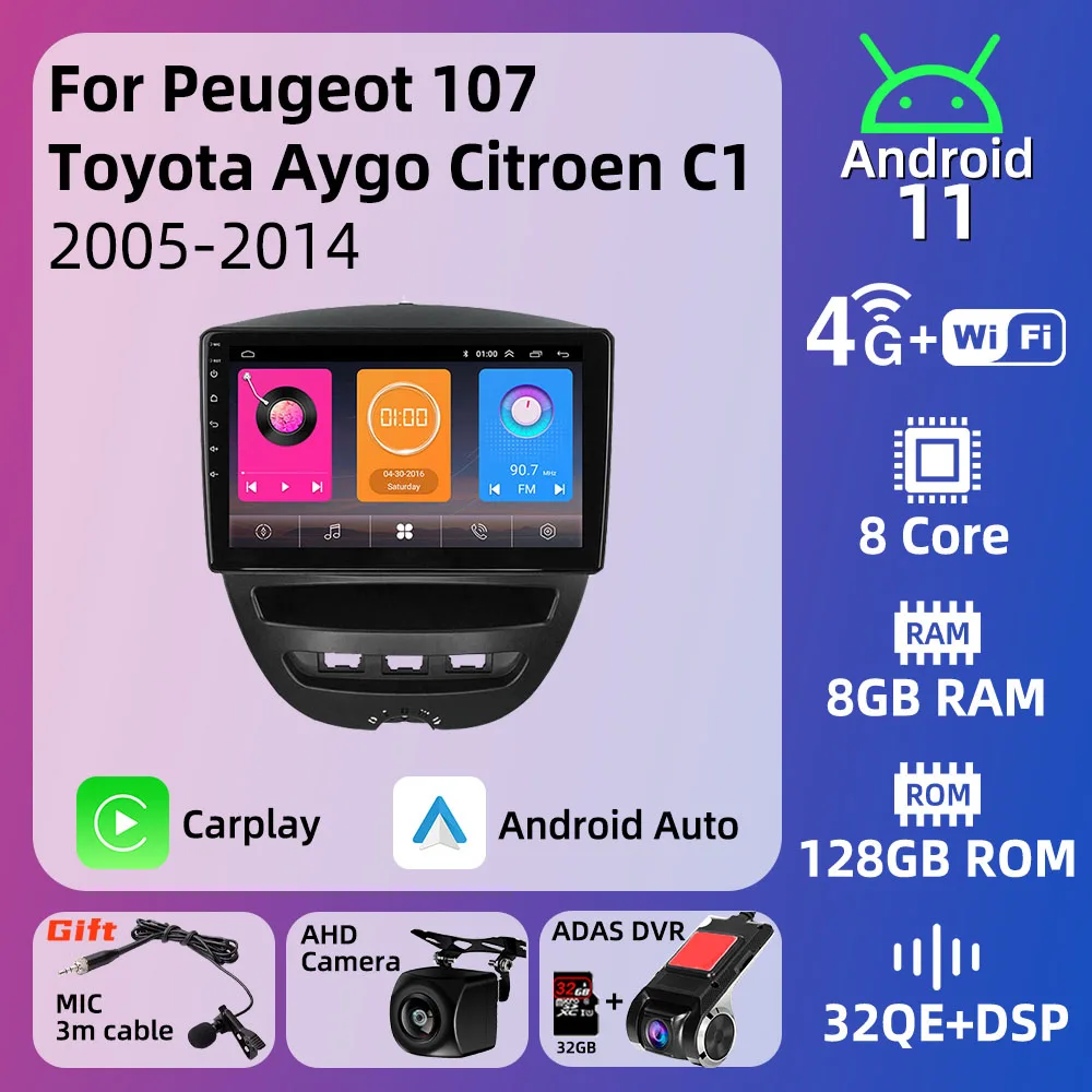 Car Multimedia Player for Peugeot 107 Toyota Aygo Citroen C1 2005-2014 Android 2 Din Radio Stereo Screen Navigtion GPS Carplay
Car Multimedia Player for Peugeot 107 Toyota Aygo Citroen C1 2005-2014 Android 2 Din Radio Stereo Screen Navigtion GPS Carplay