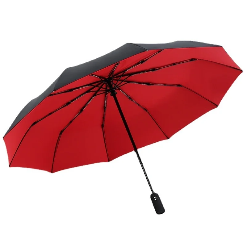 

Зонт Автоматический двухслойный непродуваемый для мужчин и женщин, большие дождевые зонтики от дождя и ветра в деловом стиле, 3 сложения, 10 к