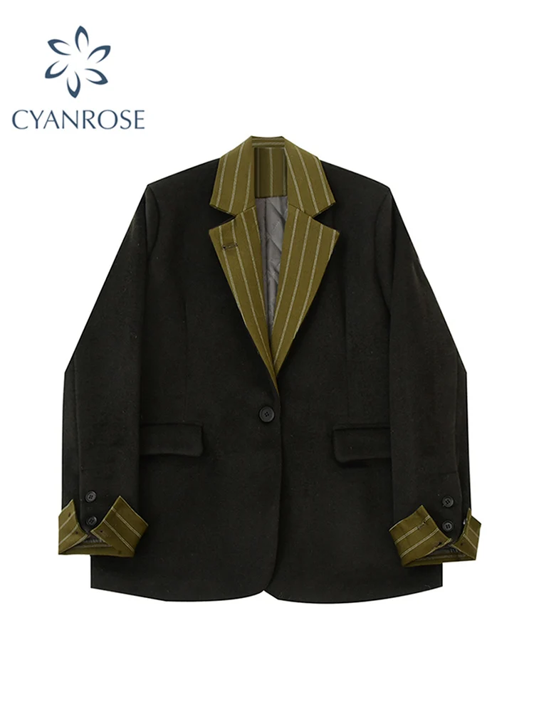 2022 New Women Vintage Patchwork Blazer Office Ladies Loose Fashion Casual Female Suit Jacket Single Button Lapel Outwear Design 
2022 New Women Vintage Patchwork Blazer Office Ladies Loose Fashion Casual Female Suit Jacket Single Button Lapel Outwear Design