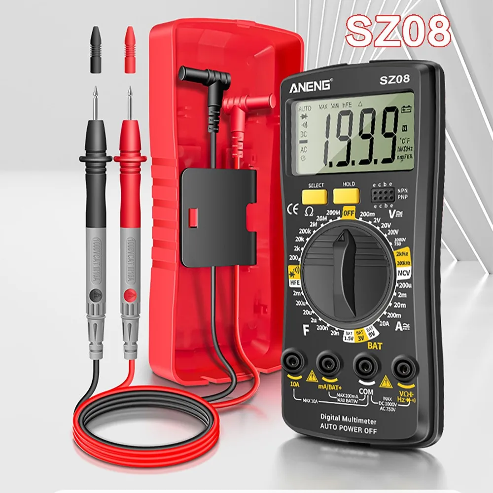 SZ08 Digital Multimeter Ultra-thin Storage Professional Multimetro Auto Voltmeter AC DC 220V Resistance Handhold Tester Multimet 
SZ08 Digital Multimeter Ultra-thin Storage Professional Multimetro Auto Voltmeter AC DC 220V Resistance Handhold Tester Multimet