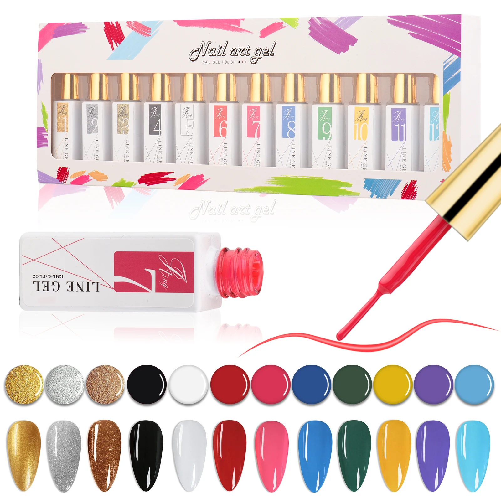 12PCS Spider Nail Gel Nail Art Liner Varnish Nail Drawing Gel Polish Elastic Paint UV Gel for Line DIY Manicure Art Decoration
12PCS Spider Nail Gel Nail Art Liner Varnish Nail Drawing Gel Polish Elastic Paint UV Gel for Line DIY Manicure Art Decoration