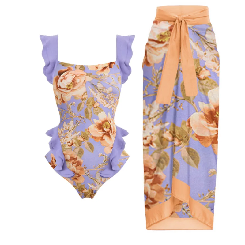 Printed Fashion Ruffled One-Piece Swimsuit Square Neck Elegant Waist Tight Bikini Strap Cover Up Beachwear Independent Swimwear
Printed Fashion Ruffled One-Piece Swimsuit Square Neck Elegant Waist Tight Bikini Strap Cover Up Beachwear Independent Swimwear