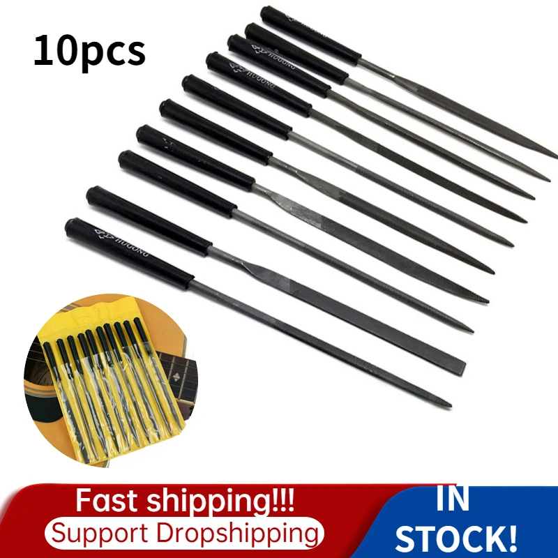 10Pcs Guitar File Fret Nut Saddle Slot Grinding File Set Professional Guitar Luthier Repairing Tool for Stringed Instrument
10Pcs Guitar File Fret Nut Saddle Slot Grinding File Set Professional Guitar Luthier Repairing Tool for Stringed Instrument