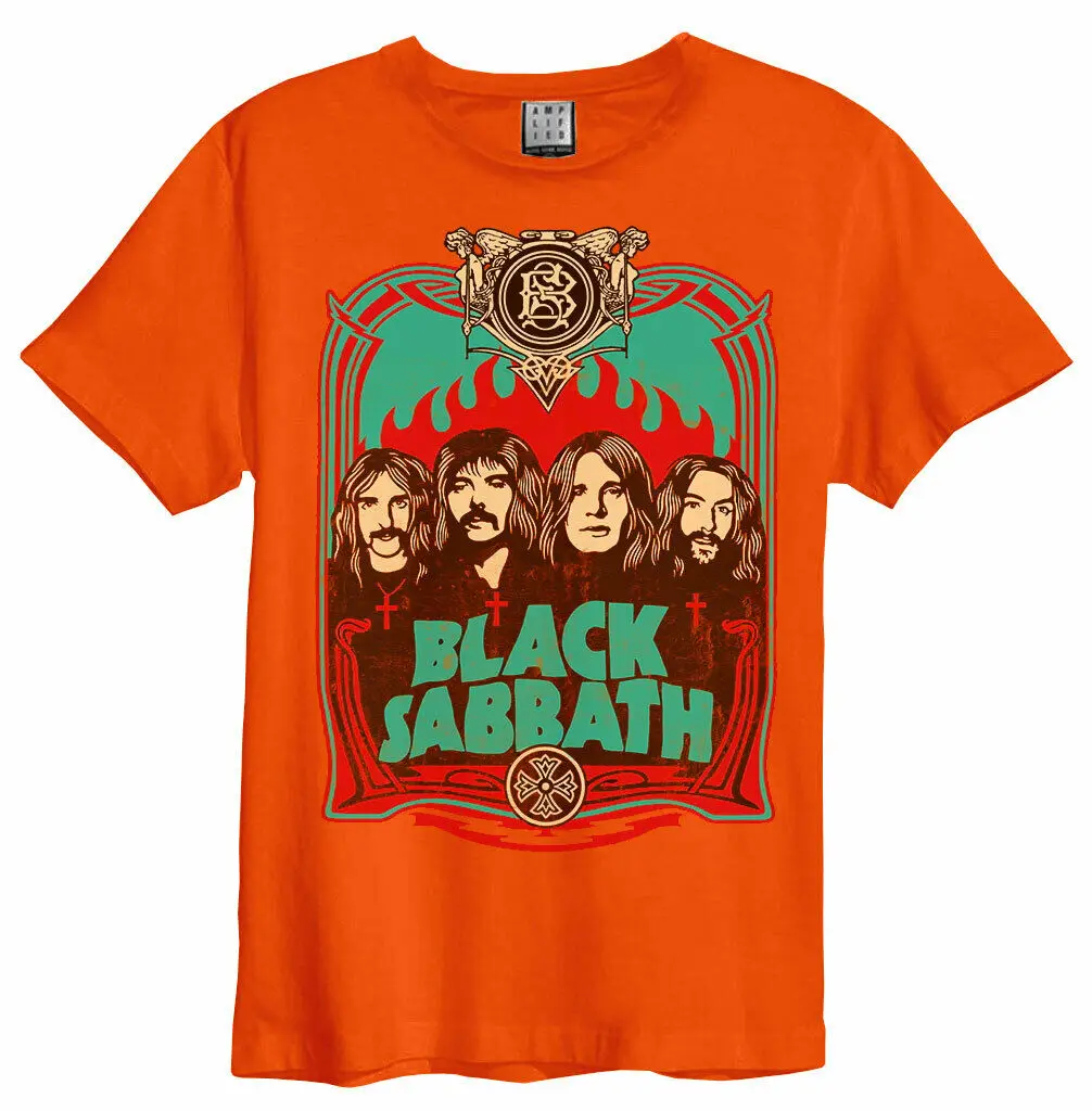 

black t shirt Sabbath 'Flames' (Orange) T Shirt Amplified Clothing NEW & OFFICIAL!