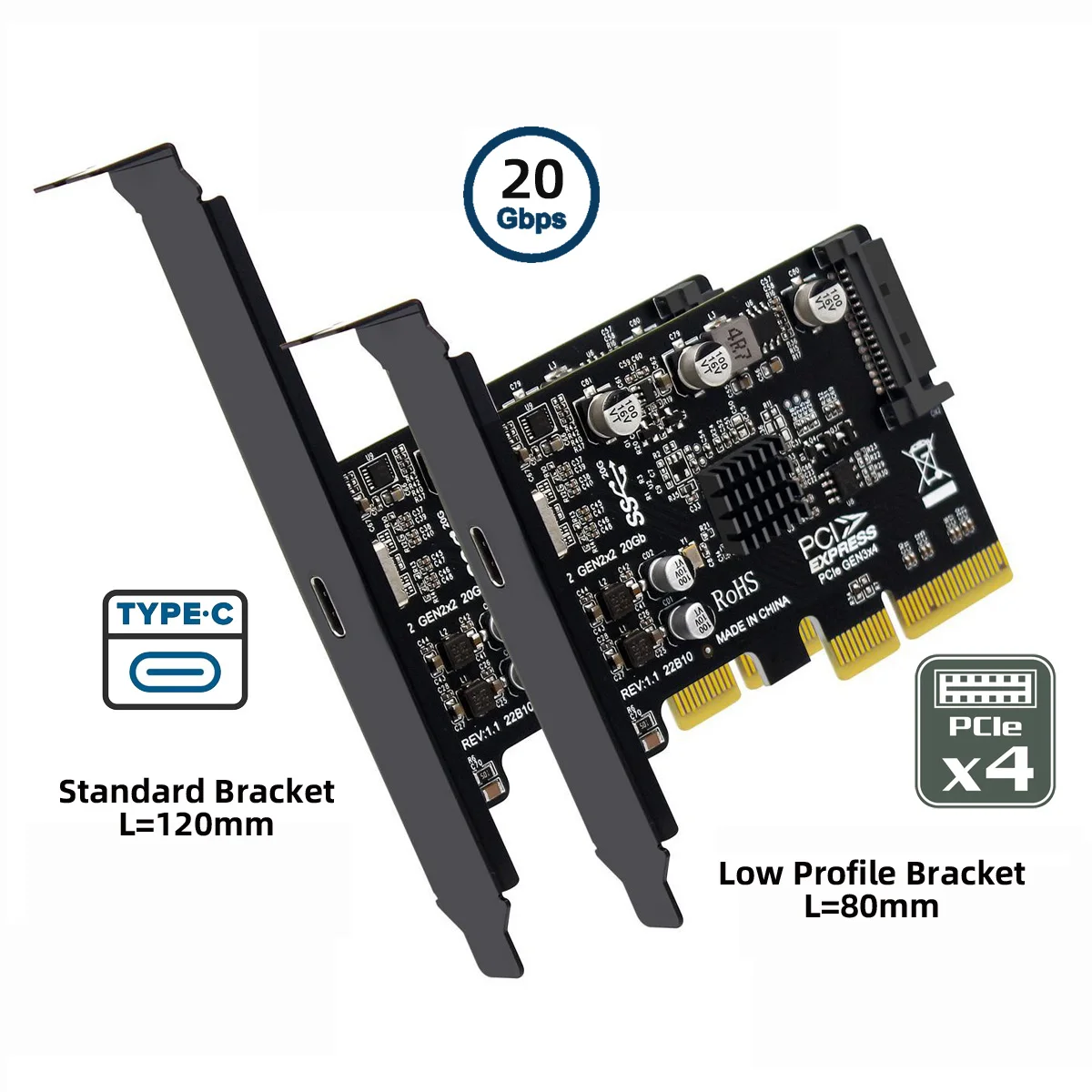 Адаптер для материнской платы Xiwai с USB 3,2 Gen2 Type-C на PCI-E 4X, 20 Гбит/с 
Адаптер для материнской платы Xiwai с USB 3,2 Gen2 Type-C на PCI-E 4X, 20 Гбит/с