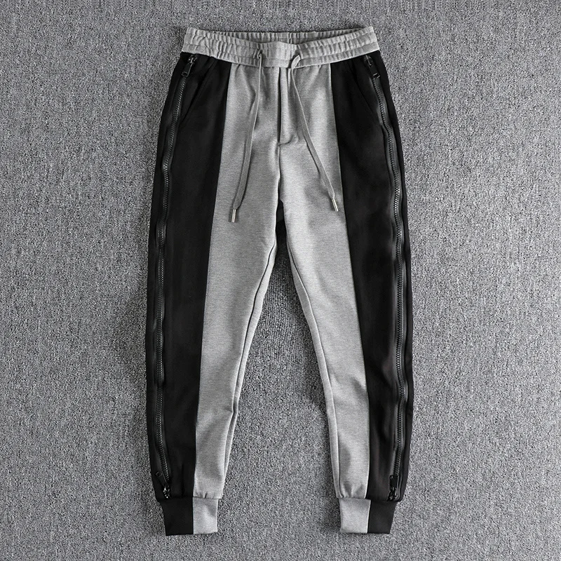 Spring contrast stitching casual pants Men's side zipper decorative fashion sports leggings 17 
Spring contrast stitching casual pants Men's side zipper decorative fashion sports leggings 17