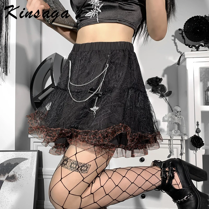 Dark Gothic Leopard Mesh Patchwork Women Sexy Y2k Lace Mini Skirts Grunge Punk Bows Chains Ball Gown Skirt Streetwear Fairycore 
Dark Gothic Leopard Mesh Patchwork Women Sexy Y2k Lace Mini Skirts Grunge Punk Bows Chains Ball Gown Skirt Streetwear Fairycore