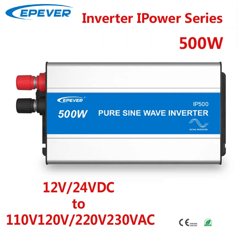 

EPever 500W 12V 24V DC Input 110V 220V AC Output Pure Sine Wave Inverter Solar Panel Off Grid Tie Inverter IPower Series