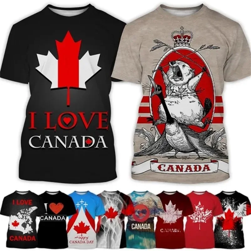 Футболка с 3D-принтом I Love Canada для мужчин повседневная индивидуализированная