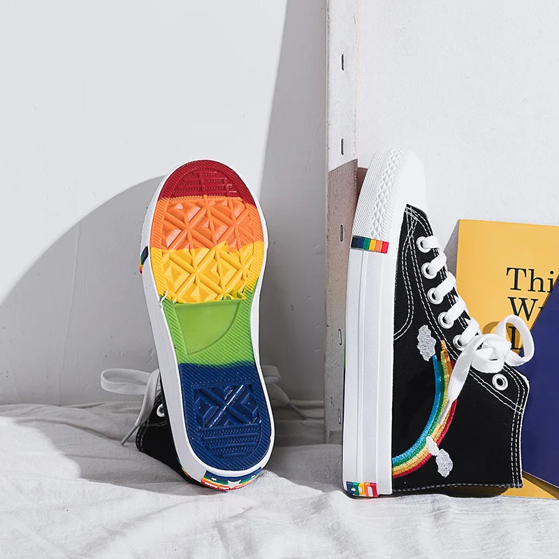 Women's Canvas Shoes Rainbow Ladies Fashion Flat High-top Sneakers Women Lace-up White Vulcanize Shoes Skateboard Tenis Feminino
Women's Canvas Shoes Rainbow Ladies Fashion Flat High-top Sneakers Women Lace-up White Vulcanize Shoes Skateboard Tenis Feminino