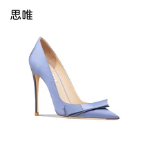 2022 NEW Womens Pumps Satin Black Tie bow Pointed Toe High Heels Party Sexy Fashion Women High Heels Wedding Shoes