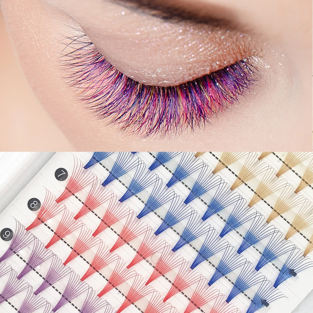 Pink Brown Blue Yellow Mixed Colored 10D Premade Russian Volume Fans Colorful Cluster Lashes Professional Salon Makeup Tools 
Pink Brown Blue Yellow Mixed Colored 10D Premade Russian Volume Fans Colorful Cluster Lashes Professional Salon Makeup Tools