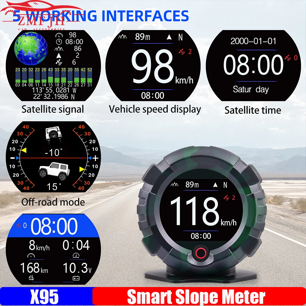 X95 HUD Intelligent Horizontal Slope Meter GPS Vehicular Head Up Display with Overspeed Alarm Speedometer MPH KMH Car Compass
X95 HUD Intelligent Horizontal Slope Meter GPS Vehicular Head Up Display with Overspeed Alarm Speedometer MPH KMH Car Compass