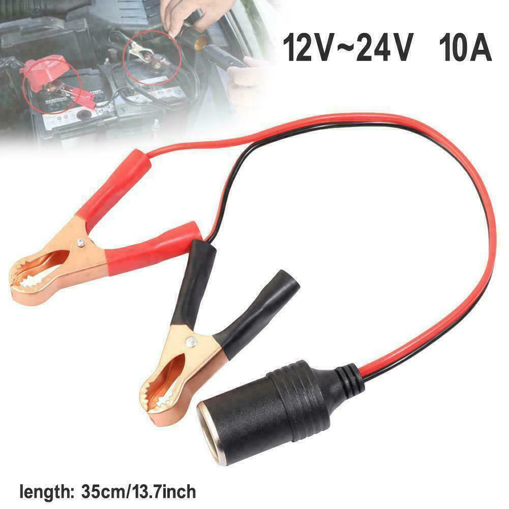 12V-24V Car Battery Cable Clamp Female Car Cigarette Lighter Socket To Battery Alligator Crocodile Clip Car Starter Jump
12V-24V Car Battery Cable Clamp Female Car Cigarette Lighter Socket To Battery Alligator Crocodile Clip Car Starter Jump