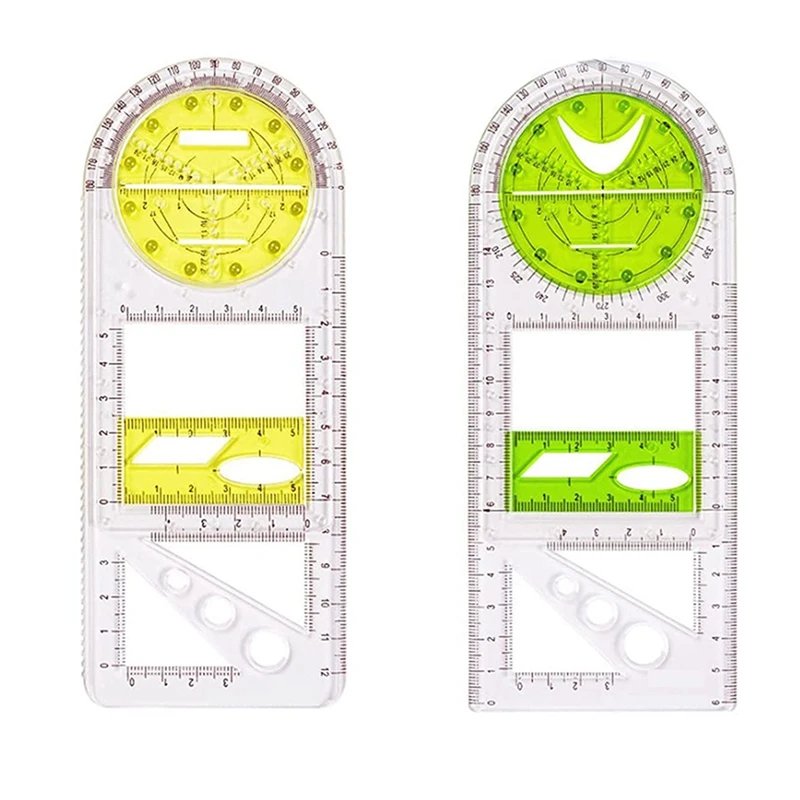 Multifunctional Geometric Ruler, Drawing Template Measuring Tool Plastic Draft Rulers For School Office Supplies (2Pack)
Multifunctional Geometric Ruler, Drawing Template Measuring Tool Plastic Draft Rulers For School Office Supplies (2Pack)