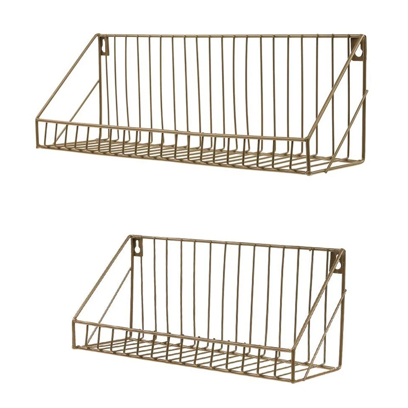

Набор из 2 настенных полок, плавающая полка с металлической сеткой, полки для хранения, стеллажи для книг, компакт-дисков и декоративных пред...