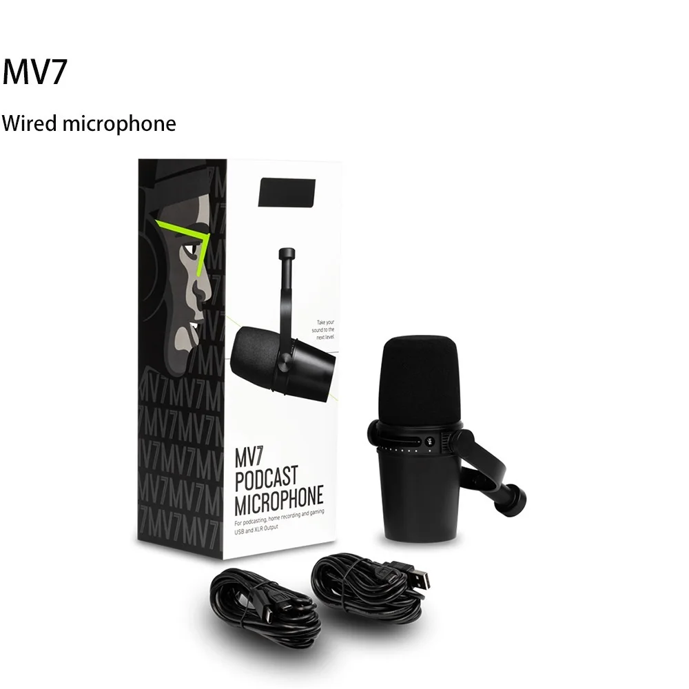 

2023 USB полностью металлический USB/XLR динамический микрофон для профессиональной записи прямой трансляции Встроенные наушники для SHURE MV7 микро...