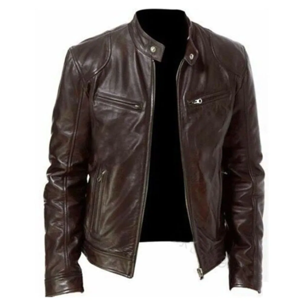 Leather Jacket Men Plain Standard Stand Collar Zipper Business Gentleman Warm Cardigan Pocket Decorative PU Leather Slim Jackets
Leather Jacket Men Plain Standard Stand Collar Zipper Business Gentleman Warm Cardigan Pocket Decorative PU Leather Slim Jackets