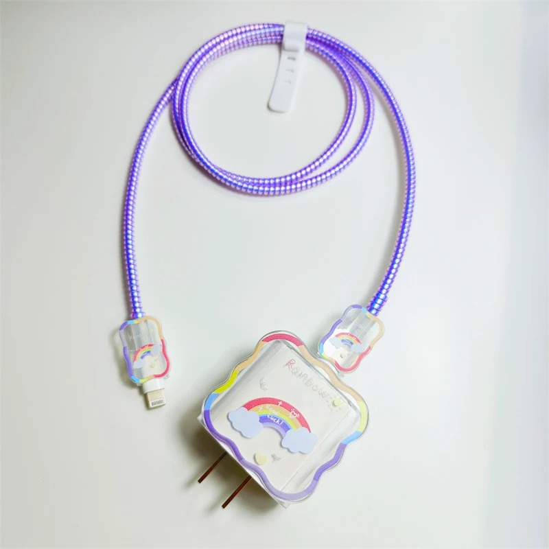 Rainbow Printing USB Cable Winder Spiral Protection Data Line Protective Guard Fast Charger Protector Cover For iPhone 18/20W
Rainbow Printing USB Cable Winder Spiral Protection Data Line Protective Guard Fast Charger Protector Cover For iPhone 18/20W