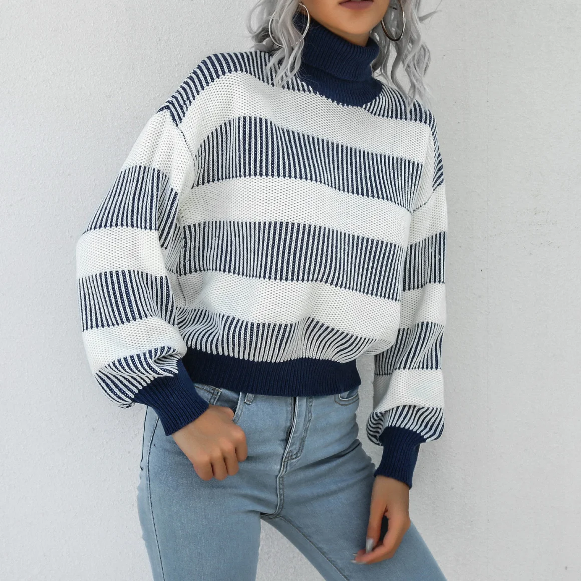 Women Winter Stripes Turtleneck Sweater Pullover Long Sleeve O-Neck Casual Loose Ladies Sweaters 2021 Fashion warm knit Jumpers
Women Winter Stripes Turtleneck Sweater Pullover Long Sleeve O-Neck Casual Loose Ladies Sweaters 2021 Fashion warm knit Jumpers