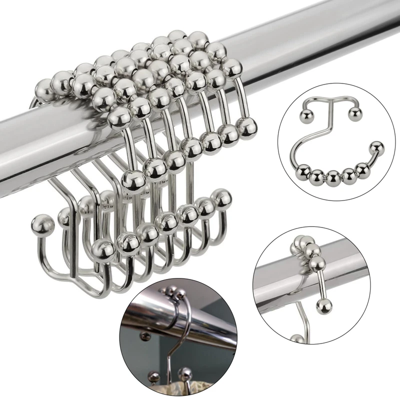 Creative Rollerball Curtain Hooks Bath Curtain Shower Stainless Steel Curtain Hook Double Glide Rod Ring Hooks Bathroom Supplies
Creative Rollerball Curtain Hooks Bath Curtain Shower Stainless Steel Curtain Hook Double Glide Rod Ring Hooks Bathroom Supplies