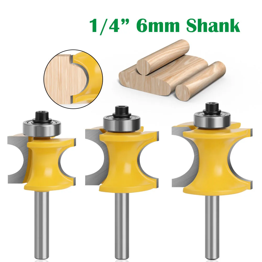 3pcs 6mm 1/4 Shank Half Round Corner Round Over Router Bit with BearingMilling Cutter for Wood Woodwork Tools Tungsten Carbide
3pcs 6mm 1/4 Shank Half Round Corner Round Over Router Bit with BearingMilling Cutter for Wood Woodwork Tools Tungsten Carbide