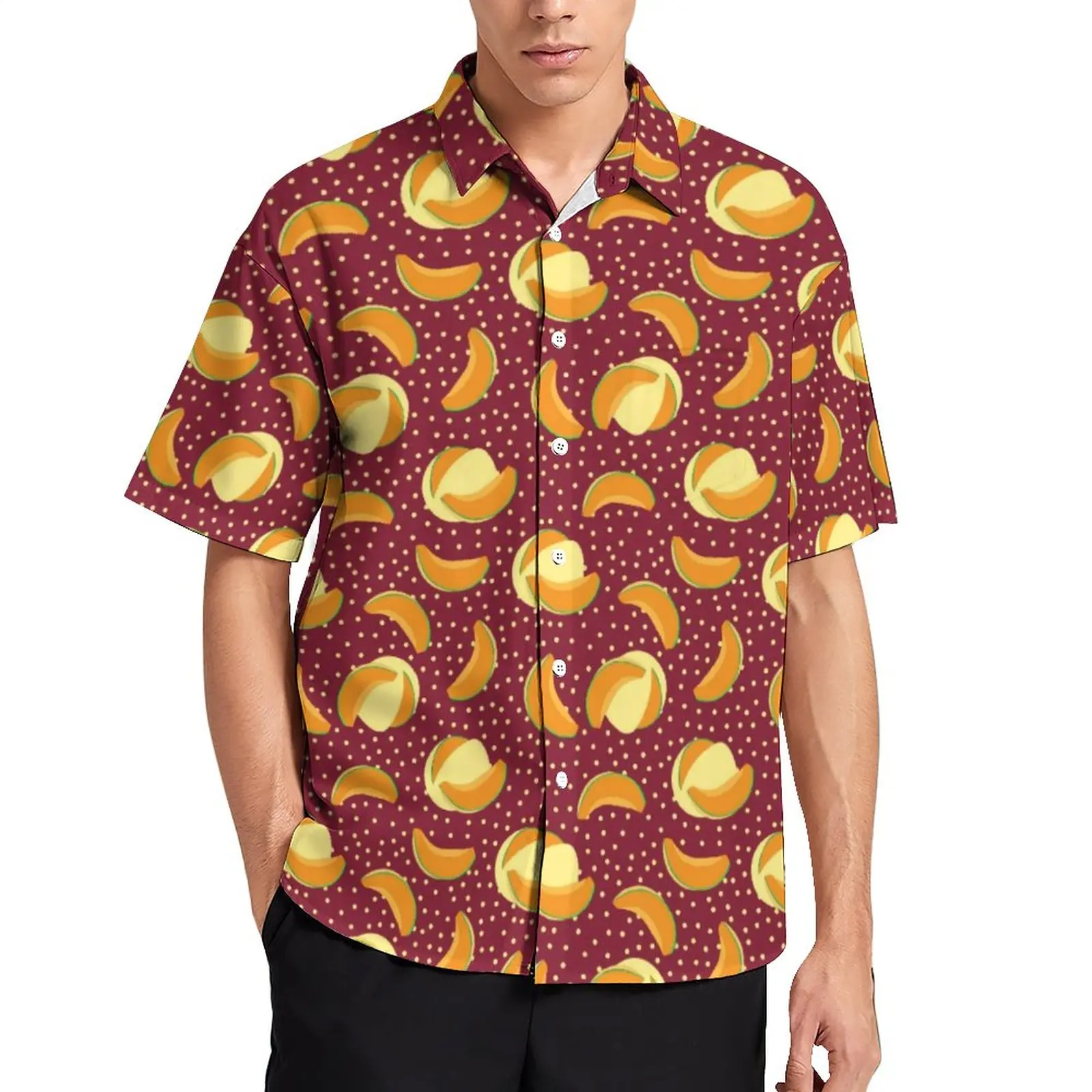 Повседневная рубашка muskдыня с принтом фруктов, Пляжная рубашка в горошек, Гавайские забавные блузки, Одежда большого размера с коротким рук... 
Повседневная рубашка muskдыня с принтом фруктов, Пляжная рубашка в горошек, Гавайские забавные блузки, Одежда большого размера с коротким рук...