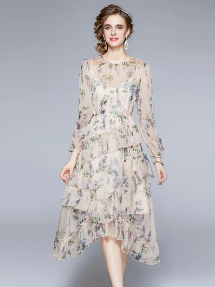 Женское платье с цветочным принтом и оборками LY VAREY LIN, элегантное лоскутное платье с круглым вырезом и шнуровкой, модное ТРАПЕЦИЕВИДНОЕ ПЛА... 
Женское платье с цветочным принтом и оборками LY VAREY LIN, элегантное лоскутное платье с круглым вырезом и шнуровкой, модное ТРАПЕЦИЕВИДНОЕ ПЛА...