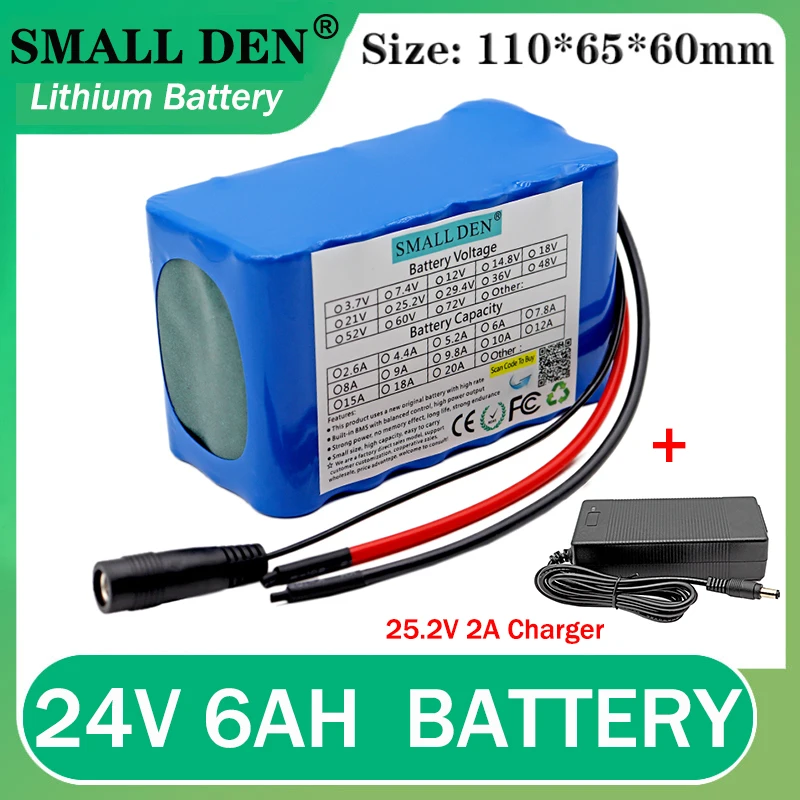 24V 6Ah 18650 lithium battery pack + 25.2V 2A charger 6S3P 350W 6000mAh, electric self-propelled battery with BMS + charger
24V 6Ah 18650 lithium battery pack + 25.2V 2A charger 6S3P 350W 6000mAh, electric self-propelled battery with BMS + charger