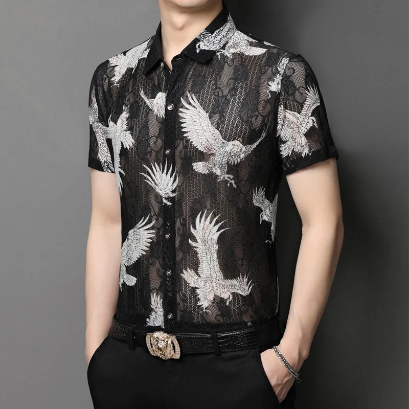 2022 short sleeved embroidered slim fit fashion casual printing men's shirt summer thin top
2022 short sleeved embroidered slim fit fashion casual printing men's shirt summer thin top