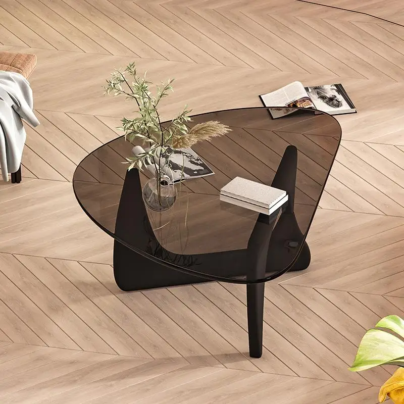 

Скандинавский журнальный столик для гостиной из закаленного прозрачного стекла, роскошный минималистичный чайный столик для маленькой квартиры, дизайнерская мебель для зала HY