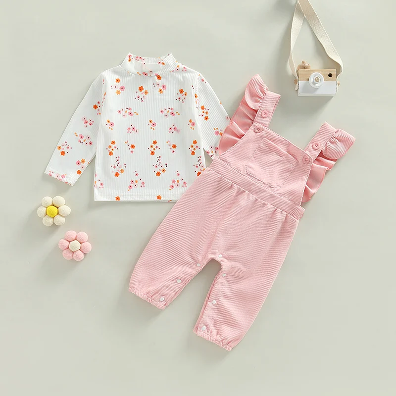 Toddler Baby Girls Casual Sweet Outfits Autumn Spring Long Sleeve High Neck Flower Print Tops + Ruffles Suspender Pants Set
Toddler Baby Girls Casual Sweet Outfits Autumn Spring Long Sleeve High Neck Flower Print Tops + Ruffles Suspender Pants Set
