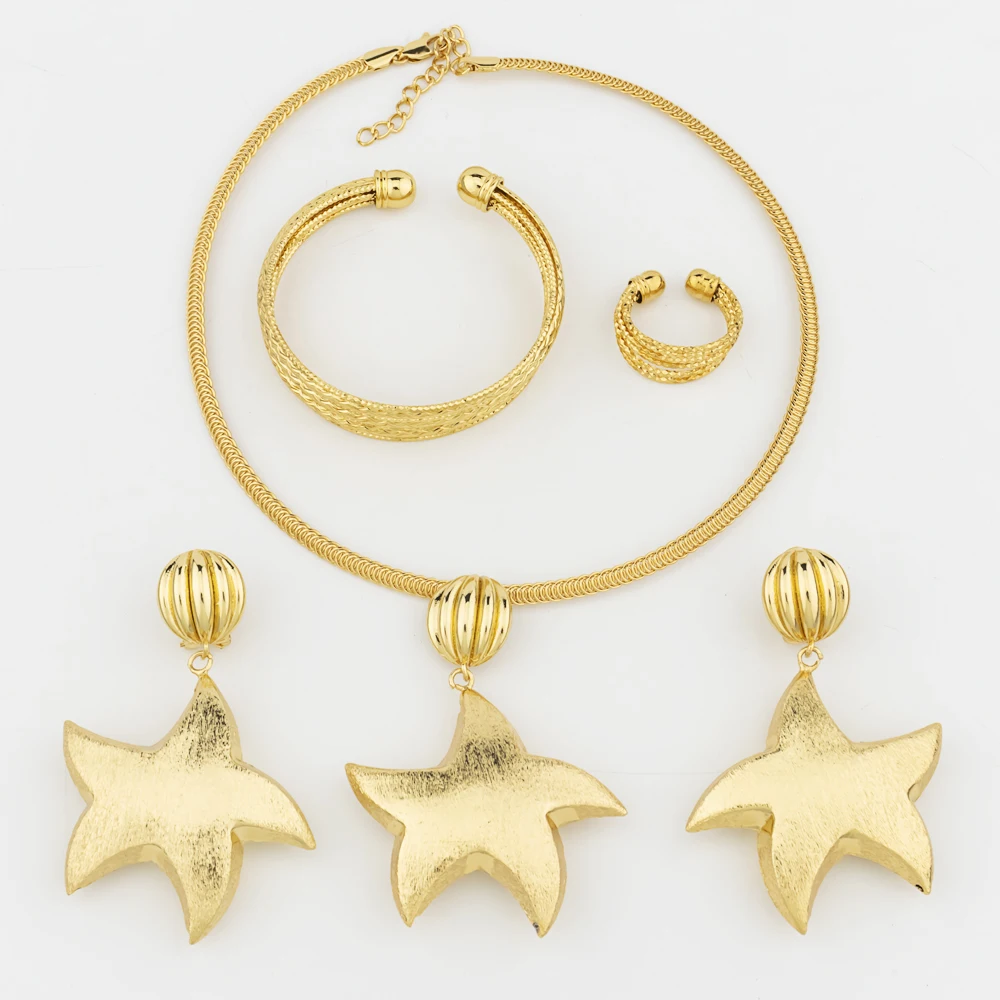 Fashion Star Jewelry Set 18K Gold Color Bridal Copper Jewelry Sets for Women Wedding Trendy Bracelect Earrings Rings
Fashion Star Jewelry Set 18K Gold Color Bridal Copper Jewelry Sets for Women Wedding Trendy Bracelect Earrings Rings