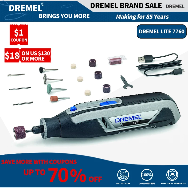 Dremel Lite 7760 беспроводной вращающийся инструмент Li-Ion 3,6 В многофункциональный набор инструментов с 10 аксессуарами переменной скорости 8000 - 25000 ...
Dremel Lite 7760 беспроводной вращающийся инструмент Li-Ion 3,6 В многофункциональный набор инструментов с 10 аксессуарами переменной скорости 8000 - 25000 ...