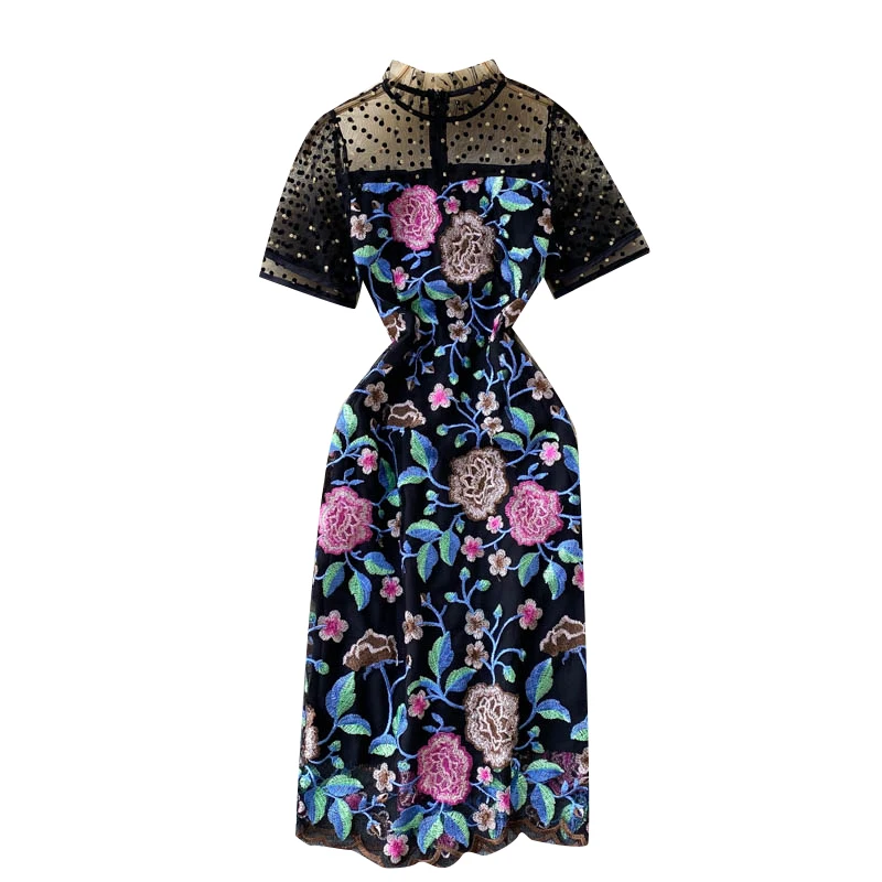 Sexy Elegant Dresses For Women 2022 Summer Hot Sale Embroidery Perspective Mesh Polka Dot Wome's Dress Short-sleeved Dress Woman
Sexy Elegant Dresses For Women 2022 Summer Hot Sale Embroidery Perspective Mesh Polka Dot Wome's Dress Short-sleeved Dress Woman