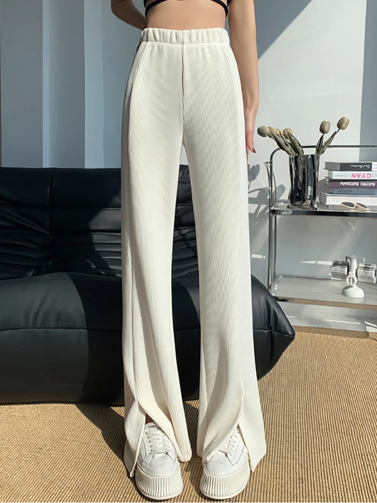 Micro-Flared Women Pants Elastic High Waist Loose Floor Length Clothes Streetwear Wide Leg Split Trousers Elegant Black Apricot
Micro-Flared Women Pants Elastic High Waist Loose Floor Length Clothes Streetwear Wide Leg Split Trousers Elegant Black Apricot