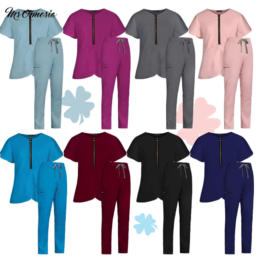 Beauty Salon Work Uniforms Elastic Breathable Medical Nurse Clothes Fashion Slim Fit Tops Pants Dentist Overalls Scrub Set Women
Beauty Salon Work Uniforms Elastic Breathable Medical Nurse Clothes Fashion Slim Fit Tops Pants Dentist Overalls Scrub Set Women