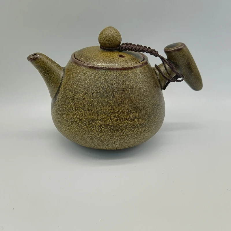 

Jian Zhan 280ml Tenmokus Teapot with Infuser Hole Matcha Green Porcelain Tea Pot Kettle Chinese Intangible Cultural Heritage