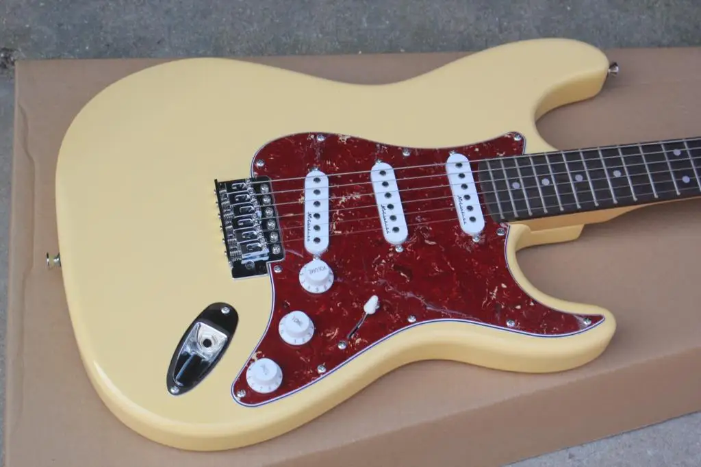 

free shipping factory custom new real photos high quality ST Butter cream Electric Guitar SSS pickup 8pai