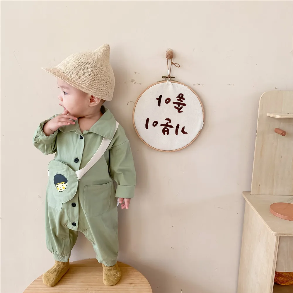 Baby Girls Boys Green Pink Bodysuits Autumn Toddler Boys Long Sleeve Rompers One-Piece With Small Bags Baby Clothes
Baby Girls Boys Green Pink Bodysuits Autumn Toddler Boys Long Sleeve Rompers One-Piece With Small Bags Baby Clothes