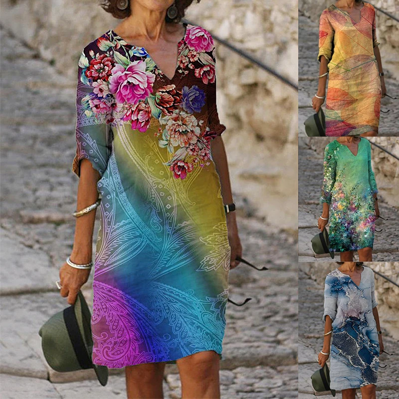 2022 Women Fashion Loose Vintage Befree Dress Spring Large Big Printed Line Summer Boho Casual Party Elegant
2022 Women Fashion Loose Vintage Befree Dress Spring Large Big Printed Line Summer Boho Casual Party Elegant