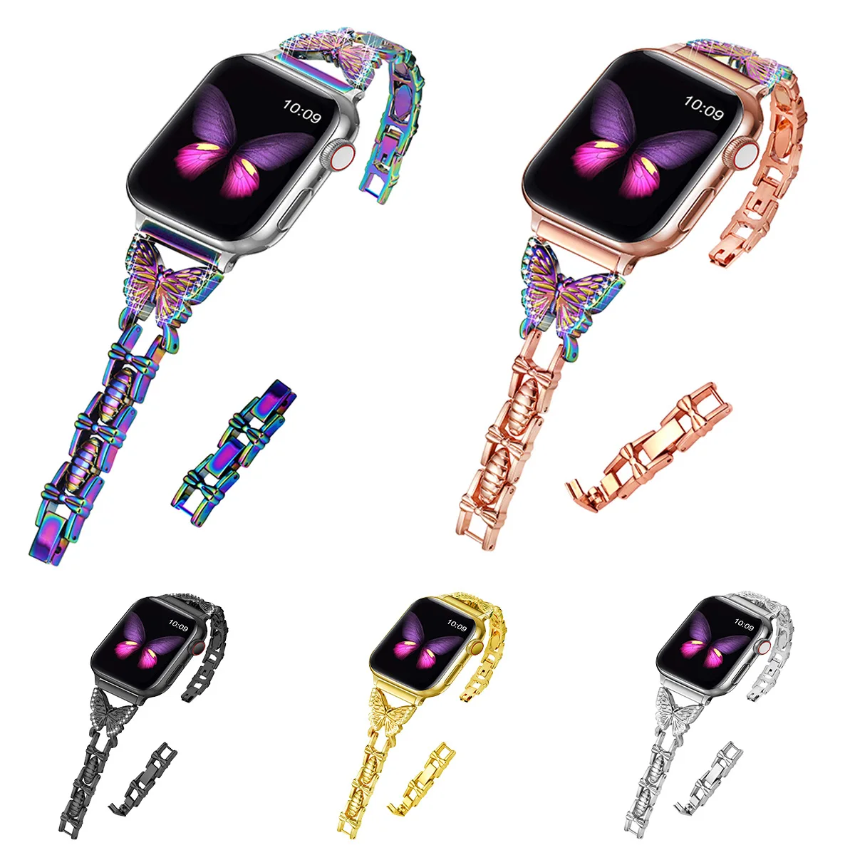 Fashion Buttterfly Chain Link Watch Strap for Apple Watch Band 7 6 SE 5 4 3 2 1 38mm 40mm 42mm 44mm for Iwatch Loop Bracelet
Fashion Buttterfly Chain Link Watch Strap for Apple Watch Band 7 6 SE 5 4 3 2 1 38mm 40mm 42mm 44mm for Iwatch Loop Bracelet