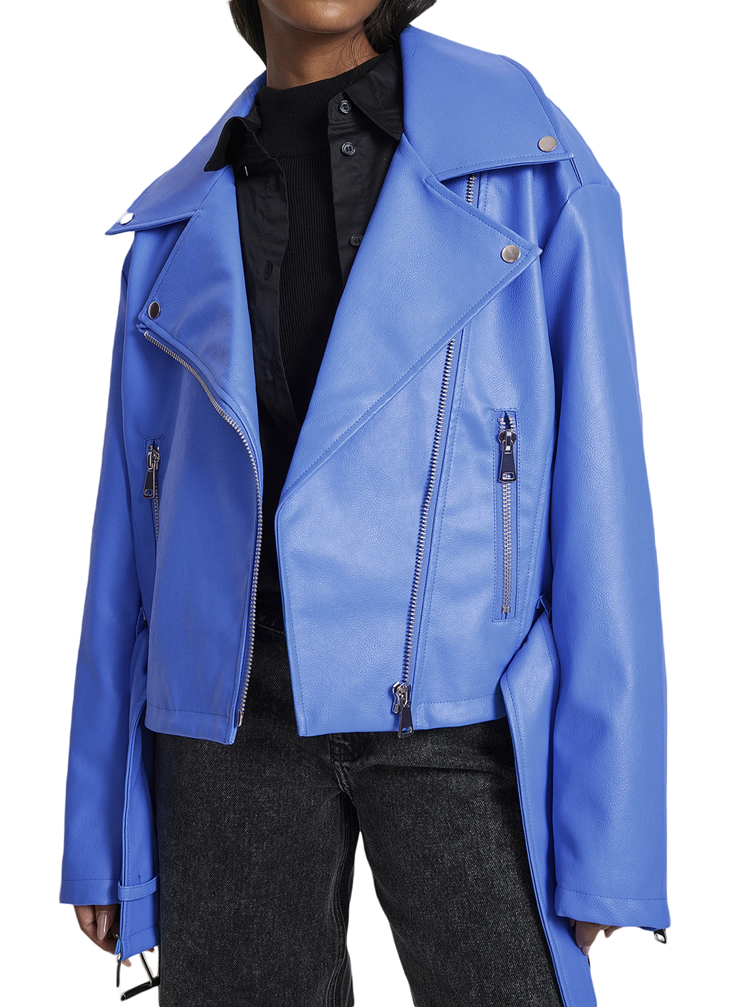 Women s Faux Shearling Jacket with Lapel Zipper - Stylish Winter Coat with Thick Lining and Leather Finish
Women s Faux Shearling Jacket with Lapel Zipper - Stylish Winter Coat with Thick Lining and Leather Finish