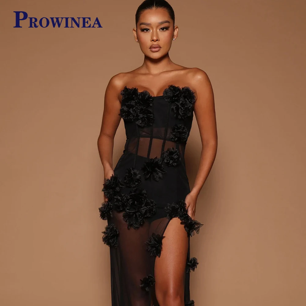 Sexy Black Illusion High Side Slit Evening Dress For Women Floral Fitted Strapless Party Prom Dress Custom Made Robes De Soirée
Sexy Black Illusion High Side Slit Evening Dress For Women Floral Fitted Strapless Party Prom Dress Custom Made Robes De Soirée