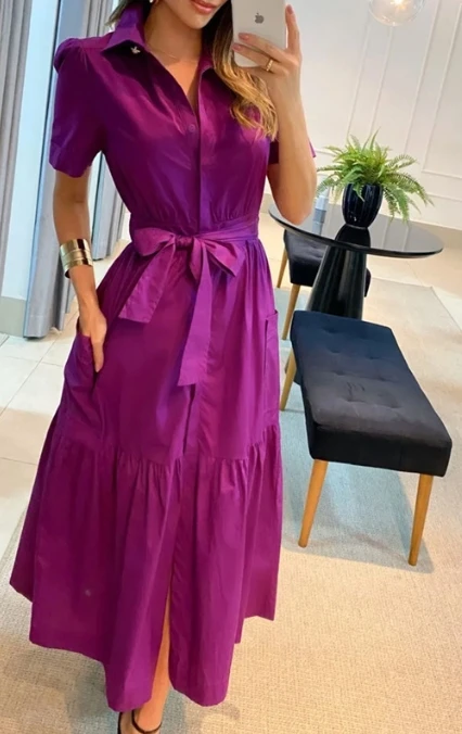 Office Lady Dresses for Women 2023 New Fashion Casual Polo Short Sleeve Single Breasted Solid Color Dress Temperament Commuting
Office Lady Dresses for Women 2023 New Fashion Casual Polo Short Sleeve Single Breasted Solid Color Dress Temperament Commuting