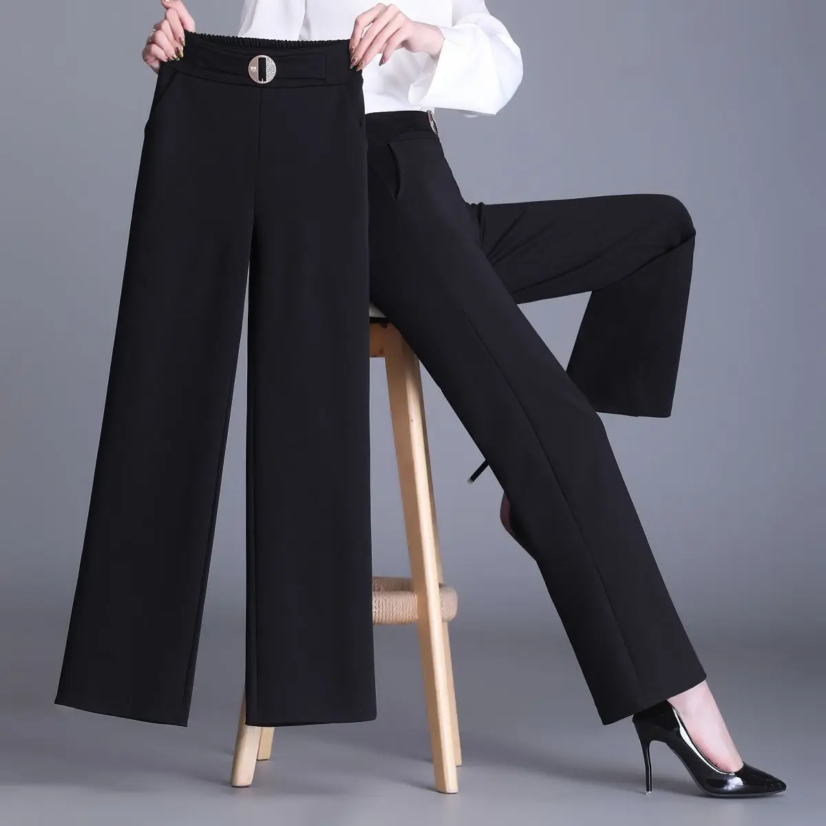 

Летние тонкие длинные Костюмные брюки для женщин, Мешковатые повседневные шаровары с высокой талией, Модные свободные брюки в Корейском стиле T161