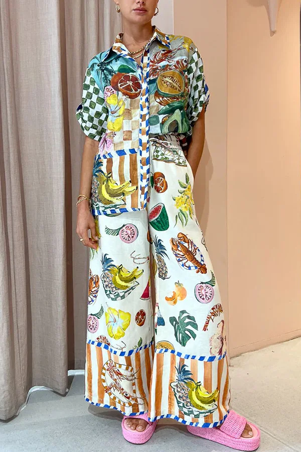 Female Casual Beach Blouse Outfits Women Fashion Printing Two-piece Suit Summer Harajuku Shirt With Loose Wide-Leg Pants Set
Female Casual Beach Blouse Outfits Women Fashion Printing Two-piece Suit Summer Harajuku Shirt With Loose Wide-Leg Pants Set